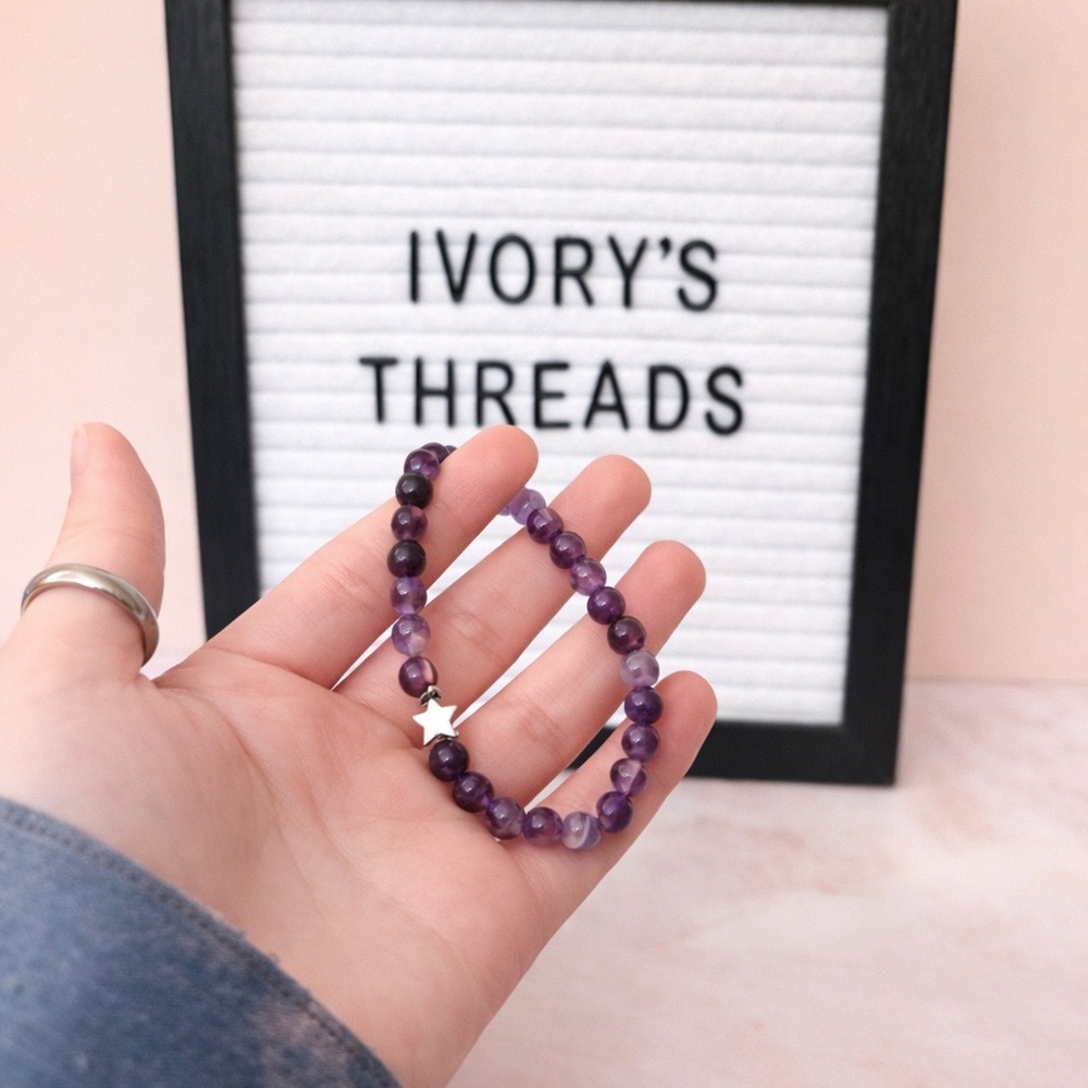 Amethyst Bracelet with Star Charm